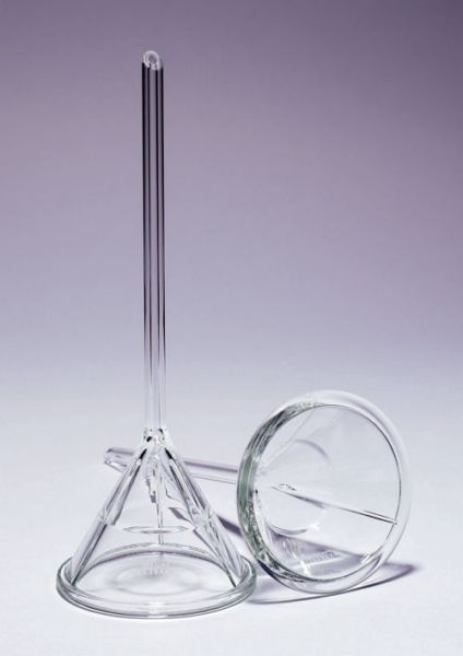 Ampoule conique bouche 100mL clé PTFE. Livrée avec un bouchon verre et un bouchon PE