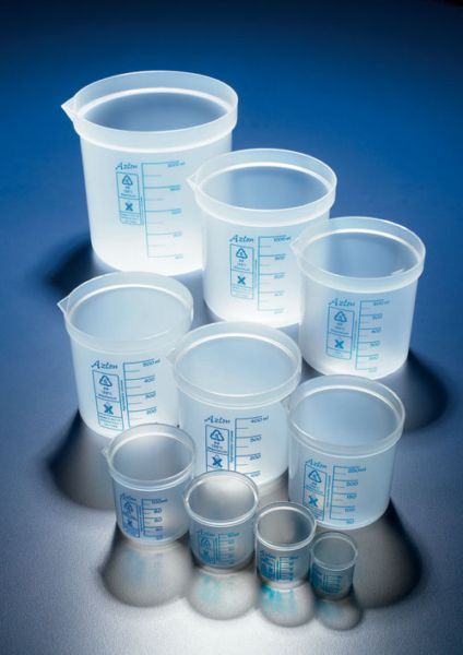 Bécher forme basse PP, gradué imprimé bleu 1000mL ( X 5 )