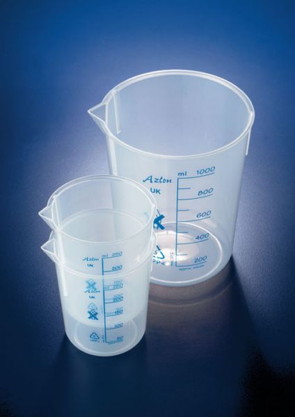 Bécher polyprolylène  graduations imprimées bleues 1000mL ( X 5 )