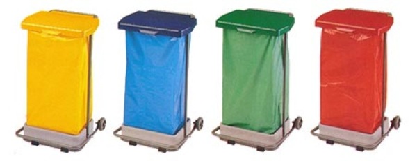 Collecteur mobile, bleu à pédale 110 L